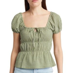 Madewell Tiered Peplum stretchy in Sweet Basil NWT